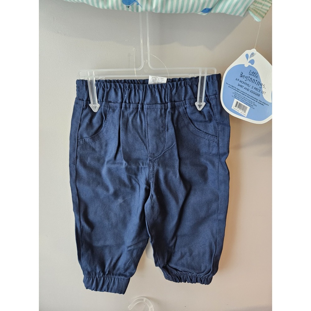 Little Beginnings Toddler Boy Whale Shirt And Jogger Set Size 6-9M 100% Cotton - Picture 2 of 3